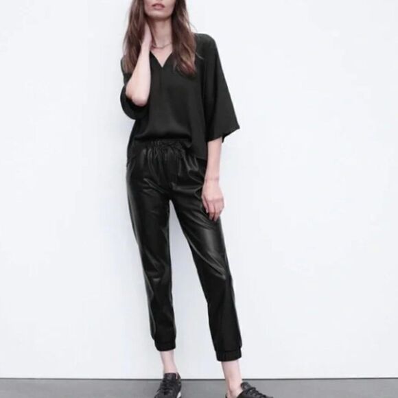 THE RESET R LABEL Vegan Leather Jogger Dark Teal Size Small - Picture 1 of 8